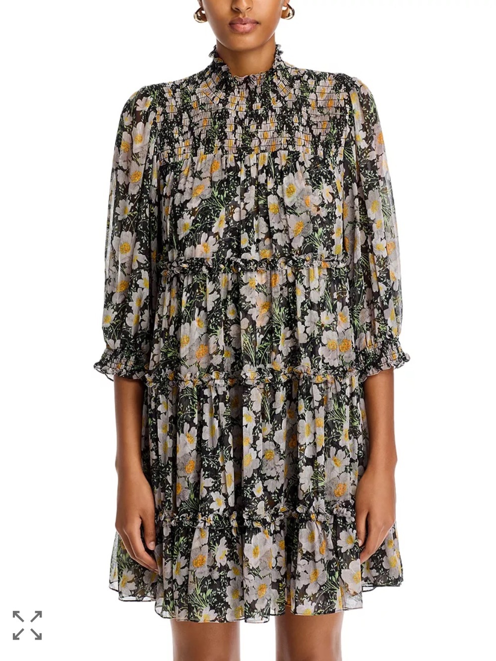 Cinq A Sept Cosmo Flowers Tiered Mini Dress Size 6